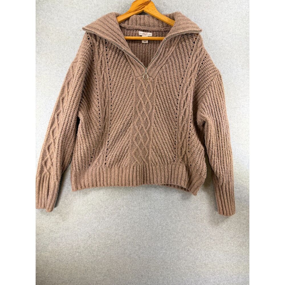 Sincerely Jules Women’s 3X Brown Cable Knit Quarter Zip Sweater 3782